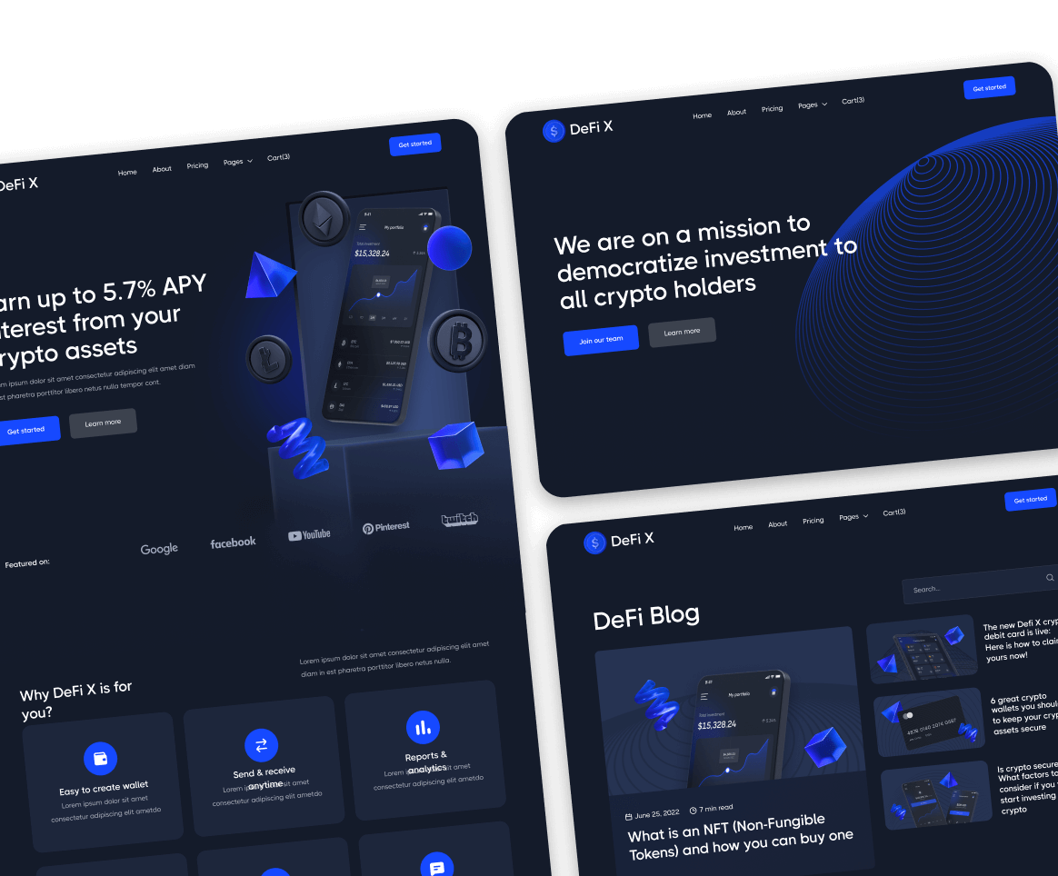 Crypto Website Development for DeFi X